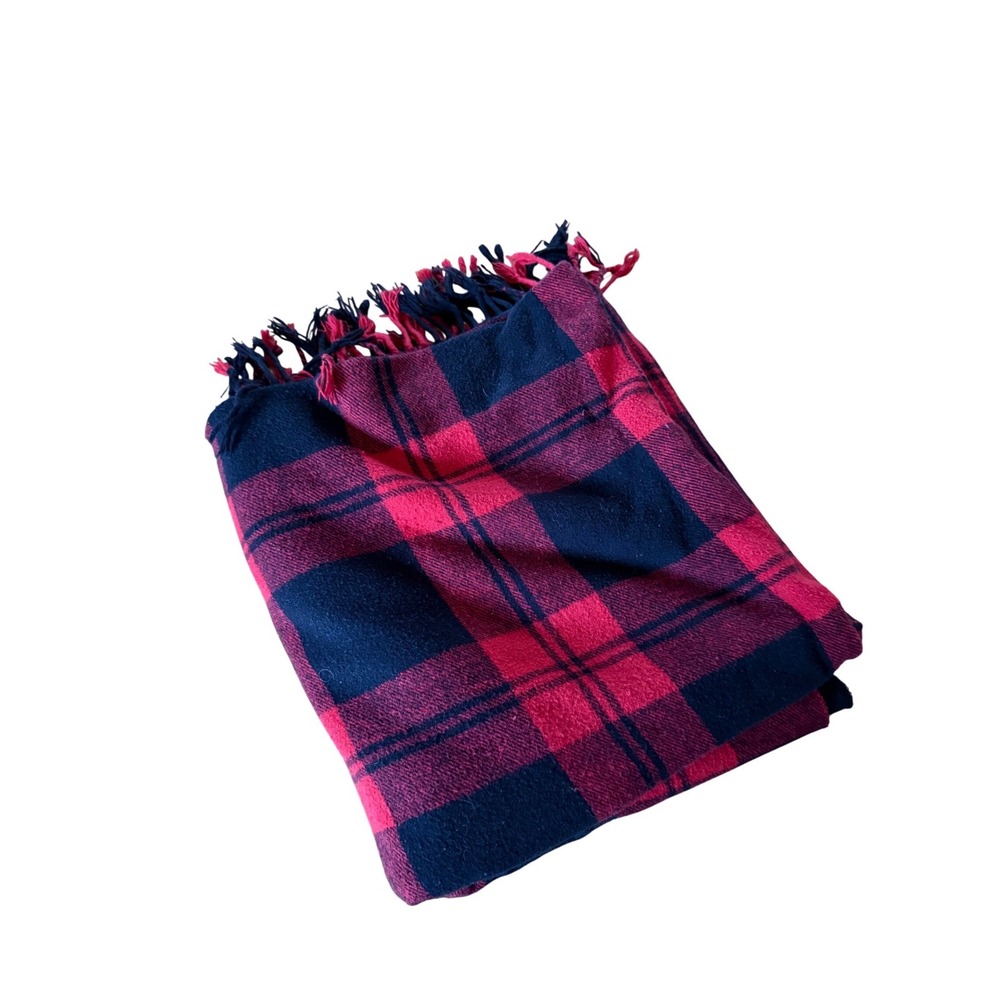 Nido Notte Italia plaid fringe throw blanket